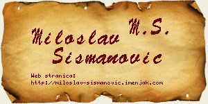 Miloslav Šišmanović vizit kartica